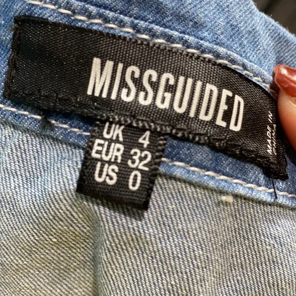 Missguided distressed denim shirt size 0 - Picture 4 of 4